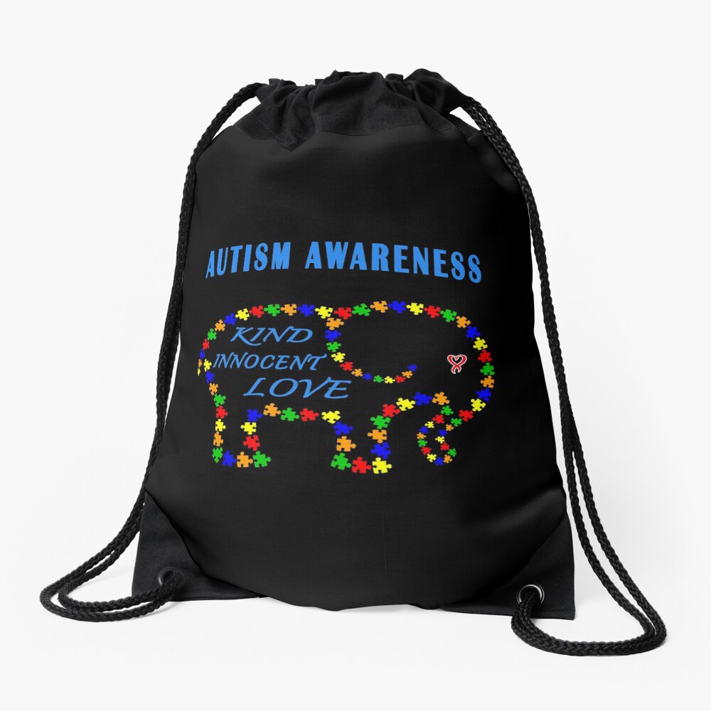 World Autism April Puzzle Heart Elephant Love Kids. Drawstring Bag