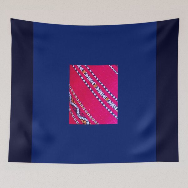Item preview, SEMARA 7 carpet Morocco Berber crafts tradition blue pink pattern woven wool decoration designed and sold by dragonemma.