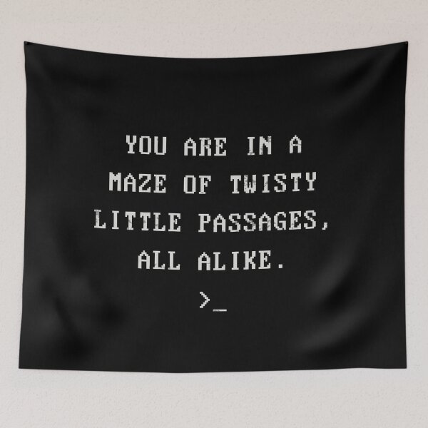Item preview, ADVENTURE GAME LITTLE PASSAGES MAZE TEXT designed and sold by Madjack Tees Kiwi SuperStore.