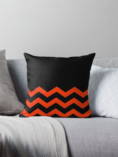 Item preview, BLACK AND ORANGE CHEVRON HALF SOLID HALF CHEVRON DESIGN  designed and sold by ozcushionstoo.