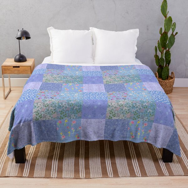 Something Blue Patchwork Quilt by Tea with Xanthe Throw Blanket