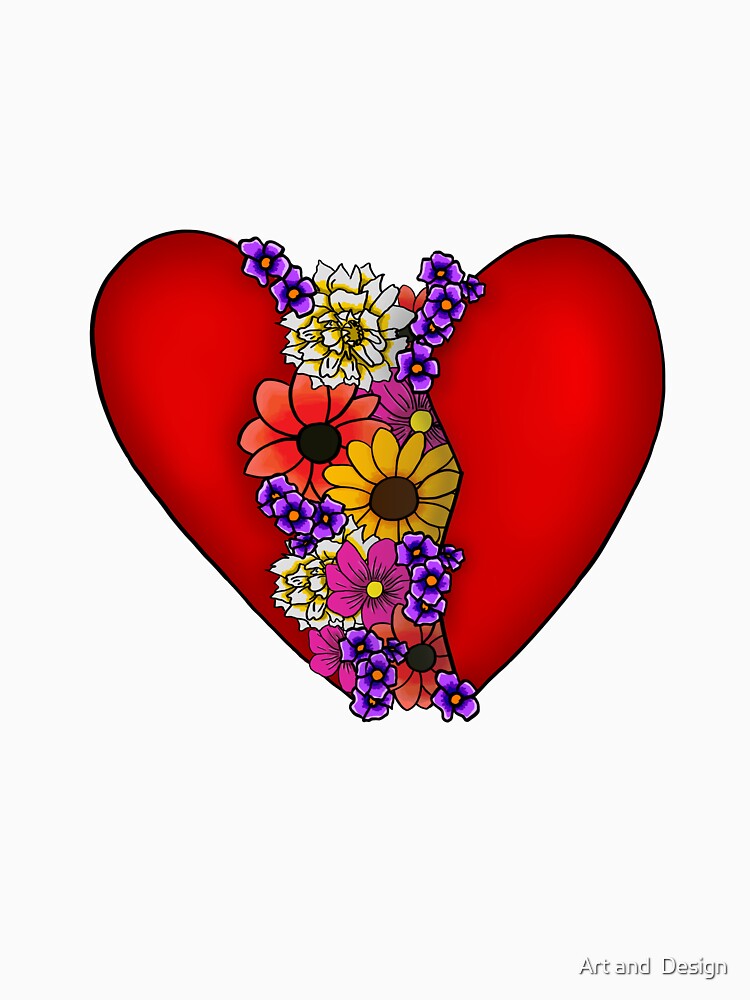 “broken heart with flowers - digital art” T-shirt by NadaAdel | Redbubble