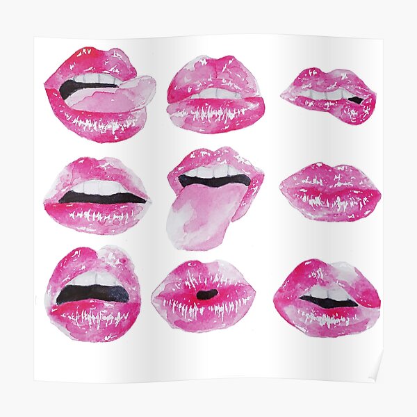 Watercolor Lips Painting Poster