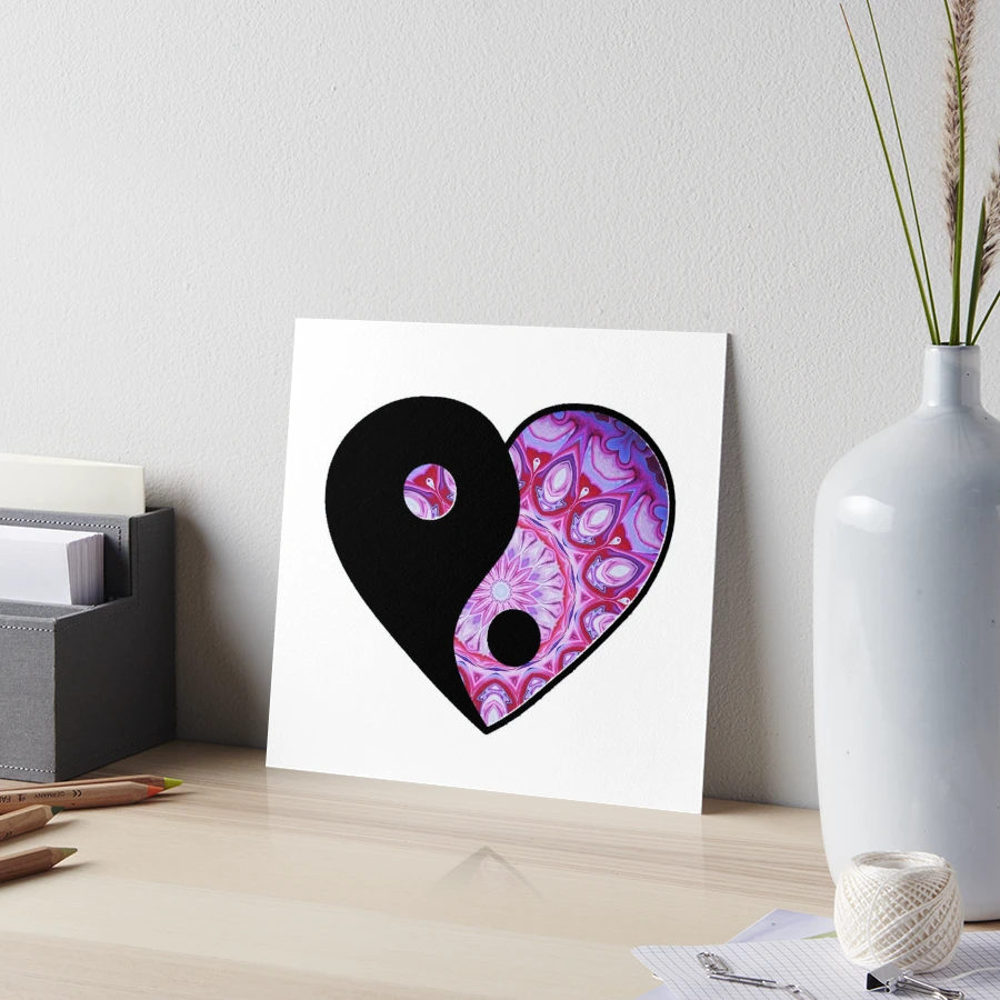 Heart and Soul Mandala Heart Shaped Yin Yang Art Board Print for Sale by  Michell Rosenthal