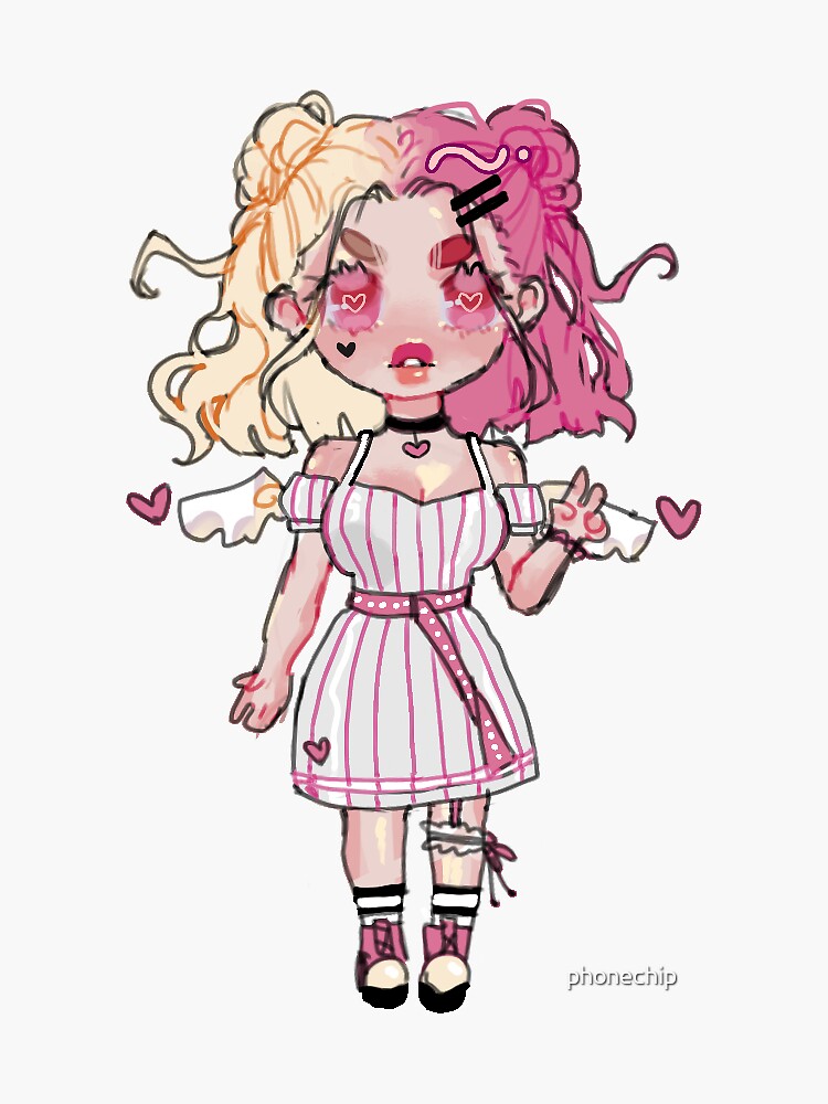 "chibi pink anime egirl sticker" Sticker for Sale by phonechip Redbubble