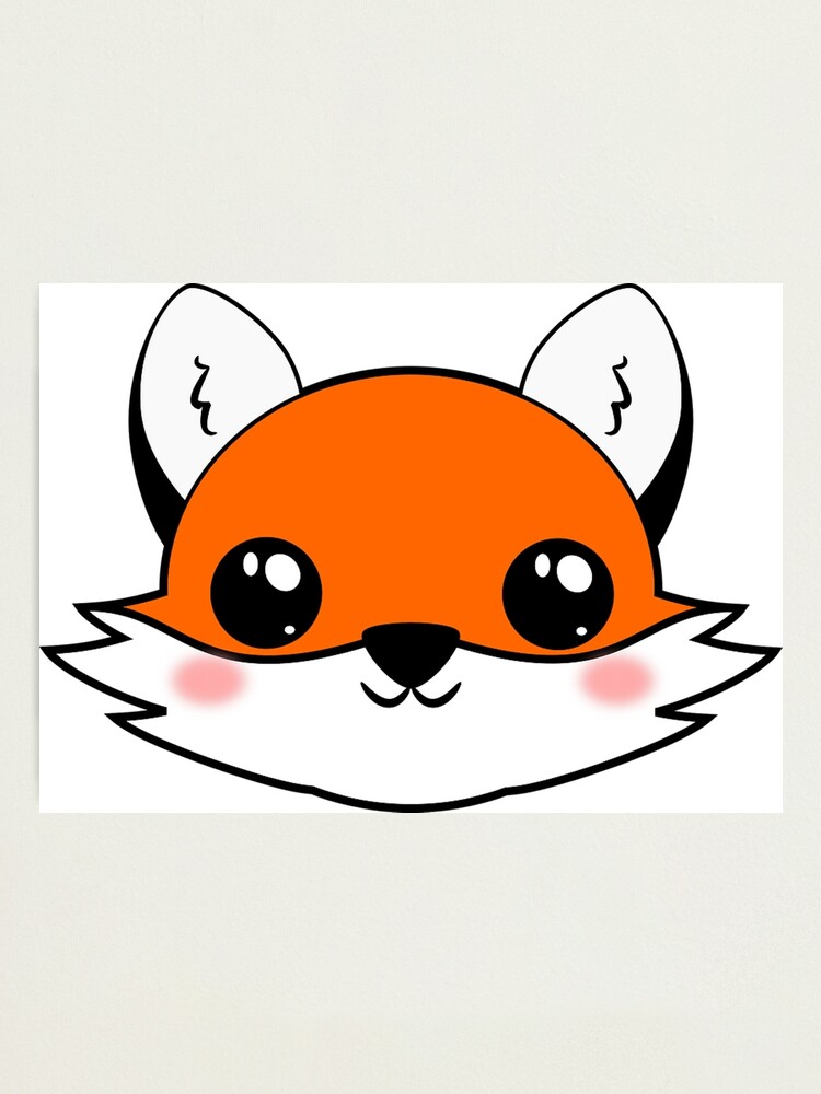 Impression Photo Mignon Bebe Renard Kawaii Souriant Par Mindchirp Redbubble