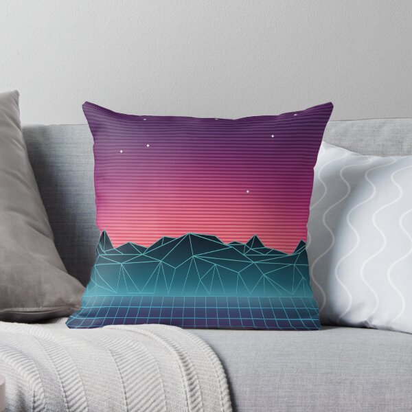 Vaporwave Landscape of the Future Throw Pillow