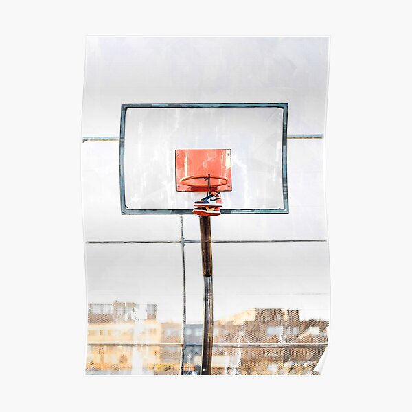 Air Jordan Sneaker attaché à un panier de basket Poster