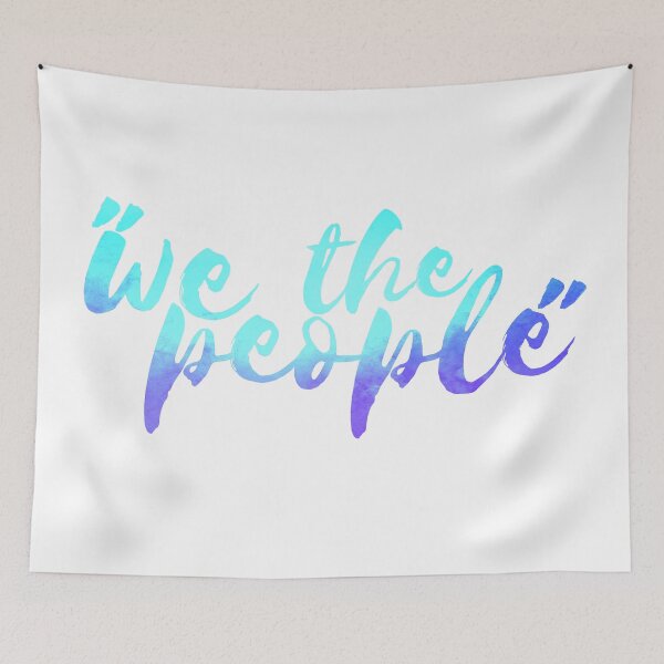 Item preview, blue watercolor brush lettering we the people designed and sold by Fashionmonger.