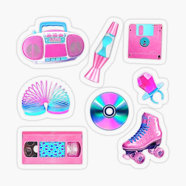 Artikel-Vorschau von 90er-Jahre-Kid-Retro-Nostalgie-Sammelset ~ Stickerbogen-Bundle-Pack 4, designt und verkauft von Neon-Wolf.