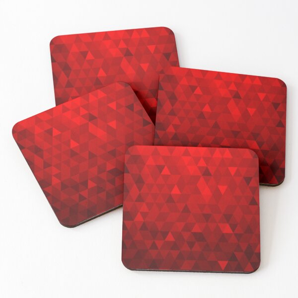 Red Background Triangles Coasters (Set of 4)