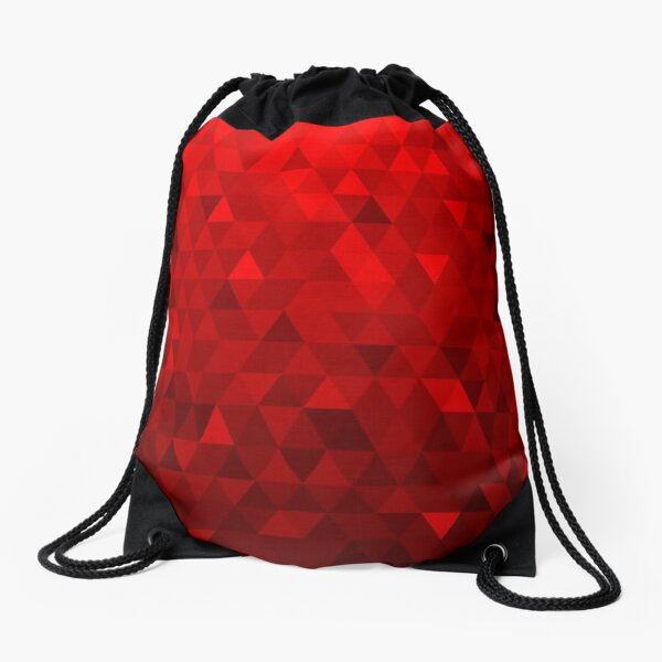 Red Background Triangles Drawstring Bag