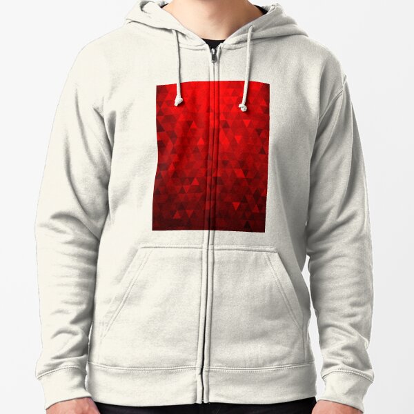 Red Background Triangles Zipped Hoodie