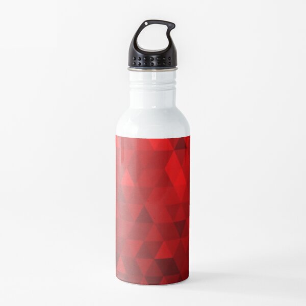 Red Background Triangles Water Bottle