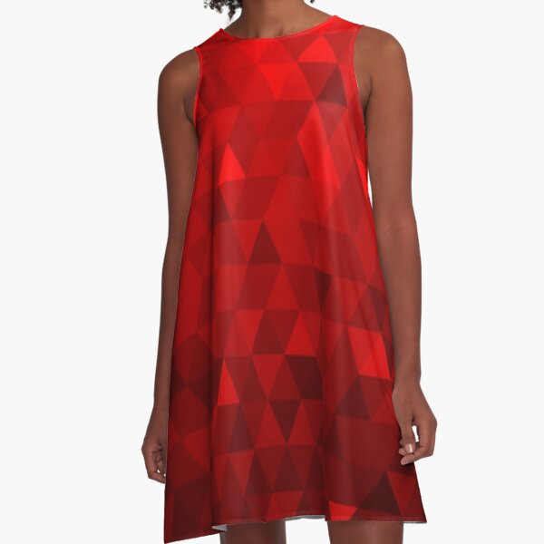 Red Background Triangles A-Line Dress