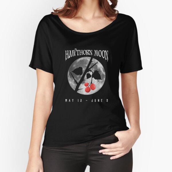 Wiccan Witch Pagan - Hawthorn Moon Celtic Tree Months Occult Gifts Relaxed Fit T-Shirt