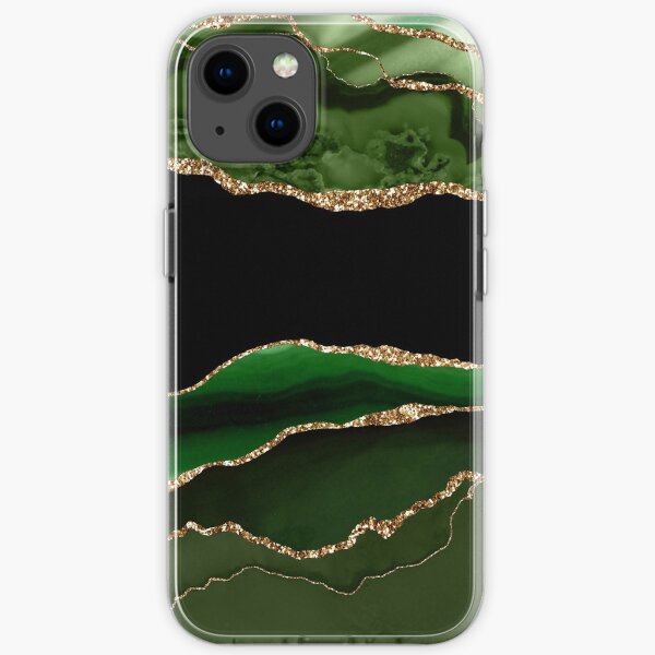 Emerald Green Faux Malachite Marble iPhone Soft Case