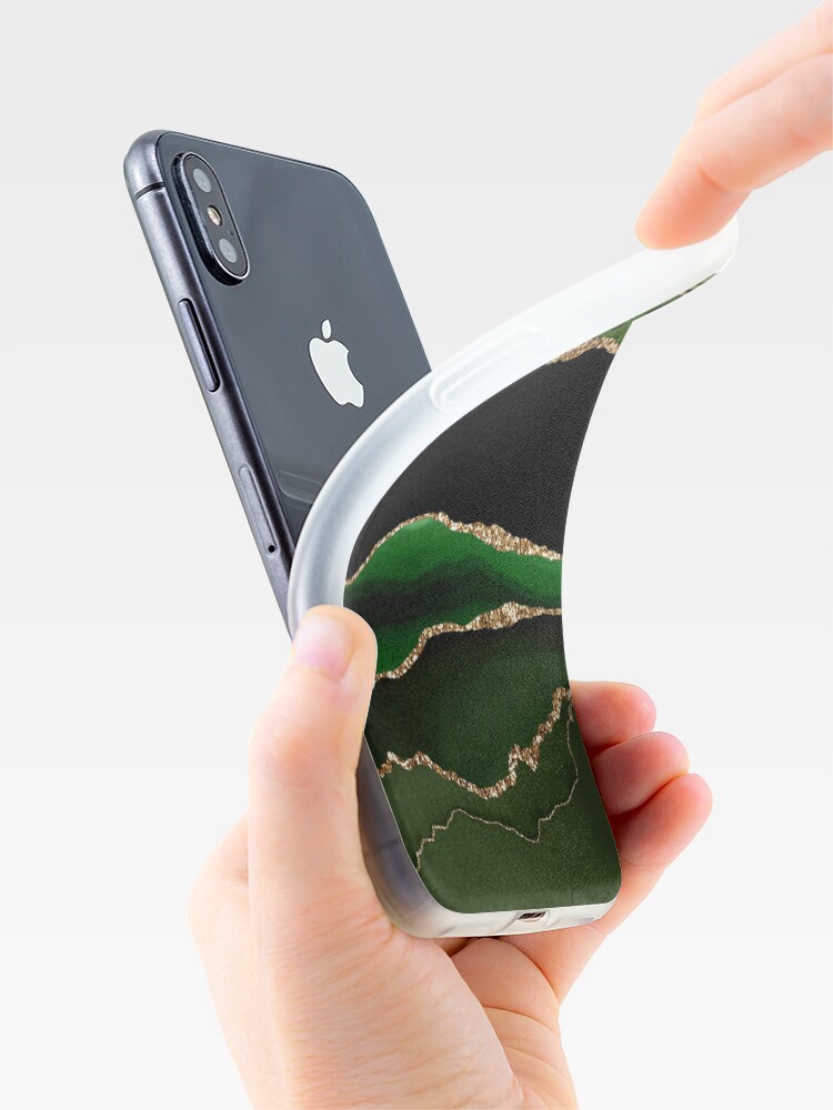 Alternate view of Emerald Green Malachite Marble iPhone Case & Cover