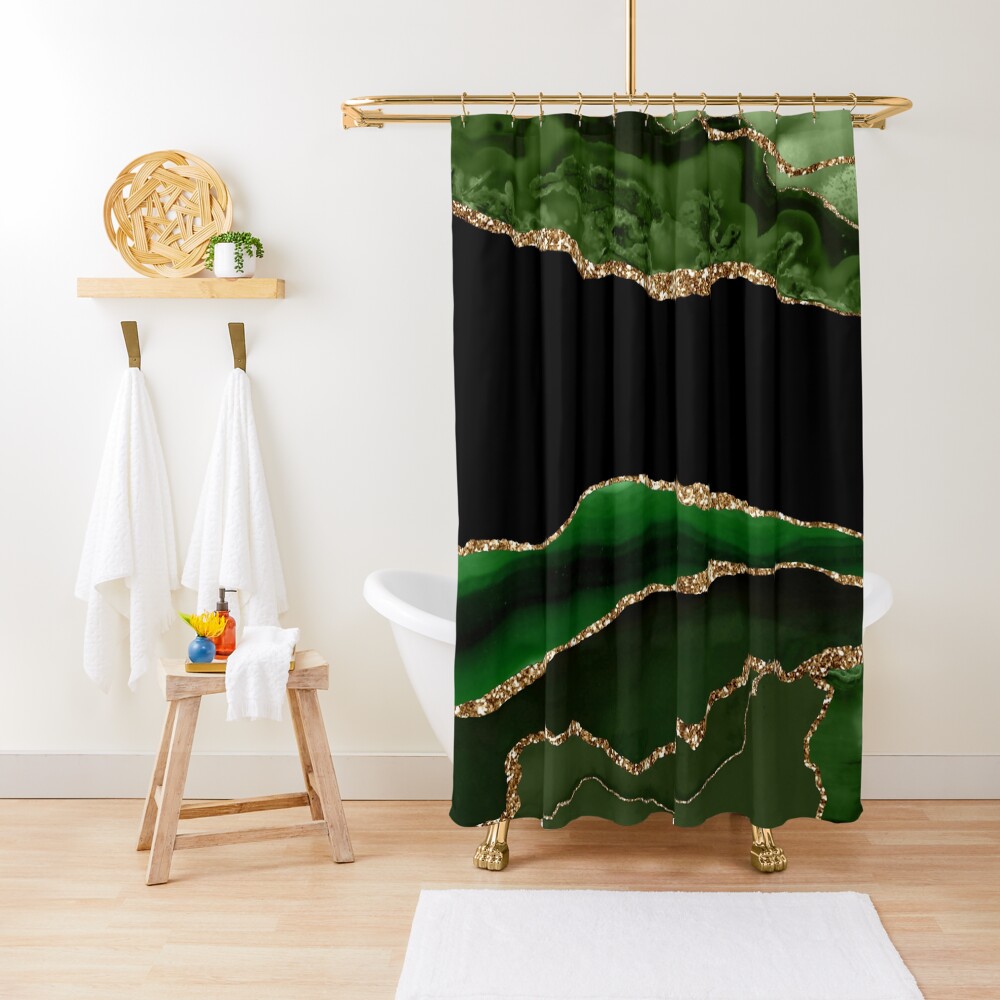 "Emerald Green Malachite Marble" Shower Curtain by MysticMarble Redbubble