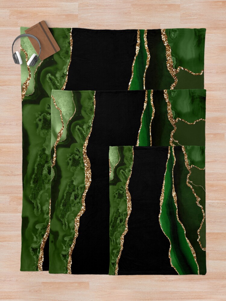 Alternate view of Emerald Green Malachite Marble Throw Blanket
