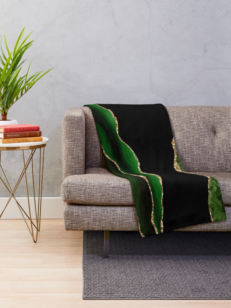 Alternate view of Emerald Green Malachite Marble Throw Blanket