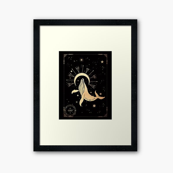 Whale Spirit Animal Art, Modern Design, Magic Symbolic Gift, Luxurious Mystic Symbolism with Free Color Personalization ⇣ ⇣ ⇣ Framed Art Print