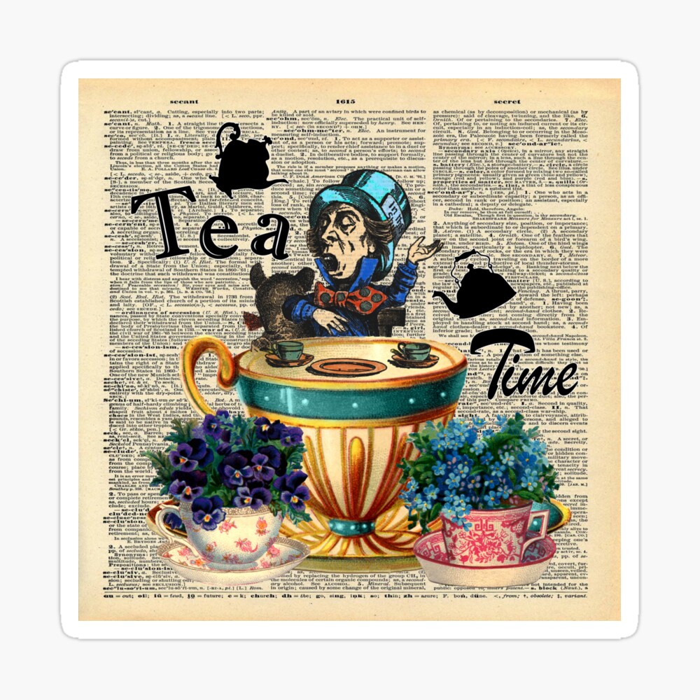 Tea Time   Alice In Wonderland   Vintage Dictionary Page   A Line Dress