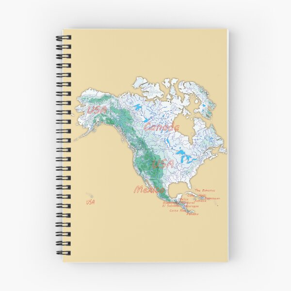 Item preview, Elevation Map for NORTH AMERICA topographic map of NORTH AMERICA with Major Lakes and Rivers designed and sold by mashmosh.