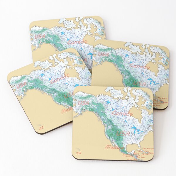 Item preview, Elevation Map for NORTH AMERICA topographic map of NORTH AMERICA with Major Lakes and Rivers designed and sold by mashmosh.