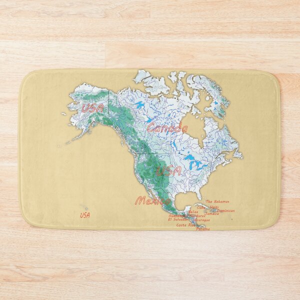 Item preview, Elevation Map for NORTH AMERICA topographic map of NORTH AMERICA with Major Lakes and Rivers designed and sold by mashmosh.