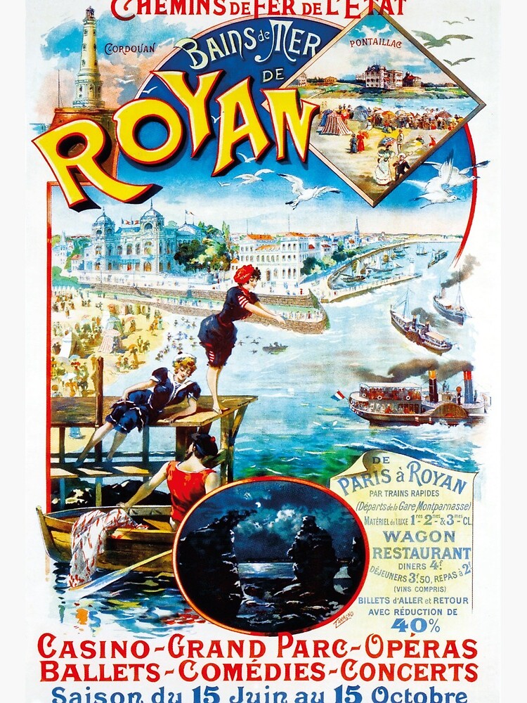 Aperçu 2 sur 2. Impression rigide avec l'œuvre Affiche de Royan 1900 créée et vendue par Richet.