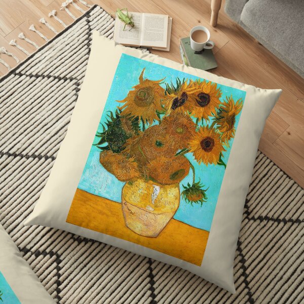Van Gogh - Still Life Vase with 12 Sunflowers Floor Pillow