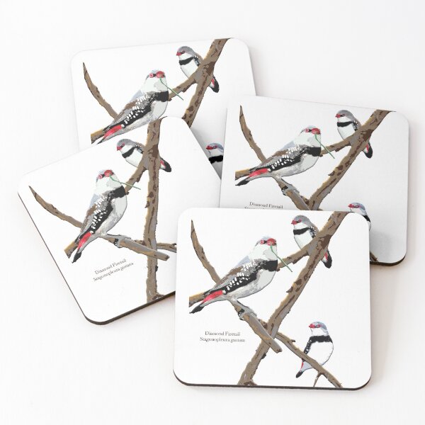 Item preview, Diamond Firetail Stagonopleura guttata by Chrissy Wild on white designed and sold by ChrissyWild.