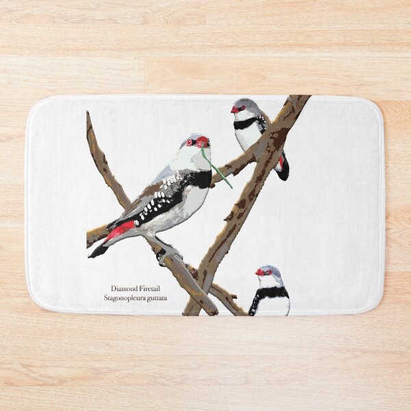 Item preview, Diamond Firetail Stagonopleura guttata by Chrissy Wild on white designed and sold by ChrissyWild.