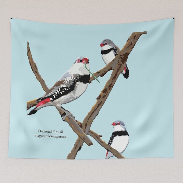 Item preview, Diamond Firetail Stagonopleura guttata by Chrissy Wild on sky designed and sold by ChrissyWild.