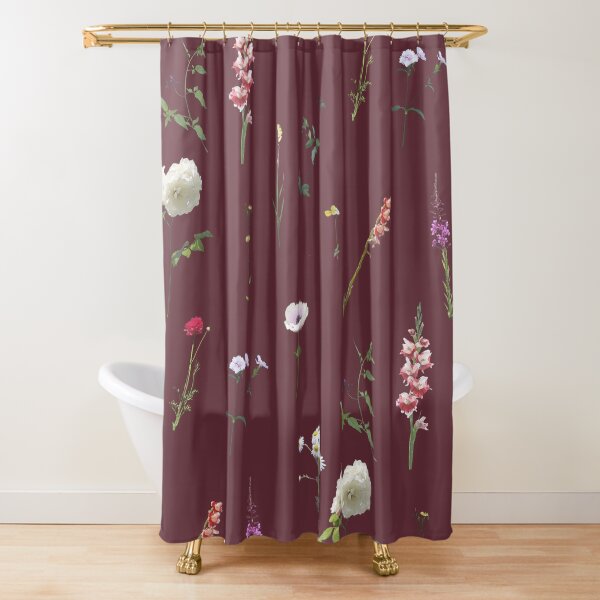 Copy of Flowers and herbs on Bordeaux Shower Curtain