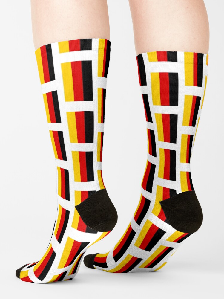 Alternate view of German Flag (Flagge Deutschlands, Germany). On White. Socks
