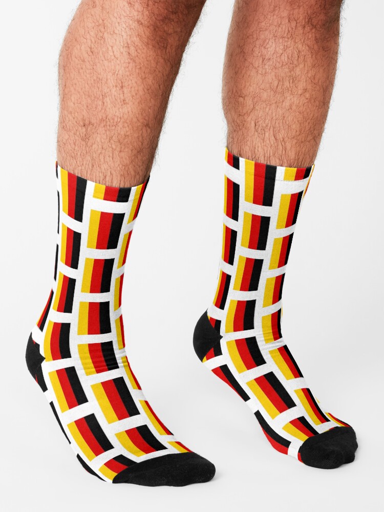 Alternate view of German Flag (Flagge Deutschlands, Germany). On White. Socks