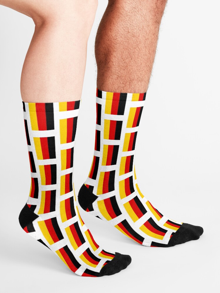 Alternate view of German Flag (Flagge Deutschlands, Germany). On White. Socks