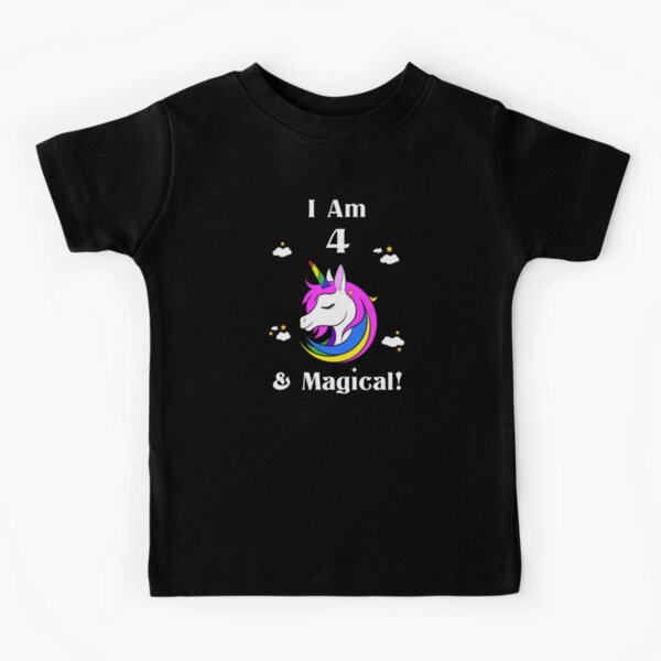 Girls Unicorn 4th Birthday T-shirt, Four Year Old Unicorn Gift