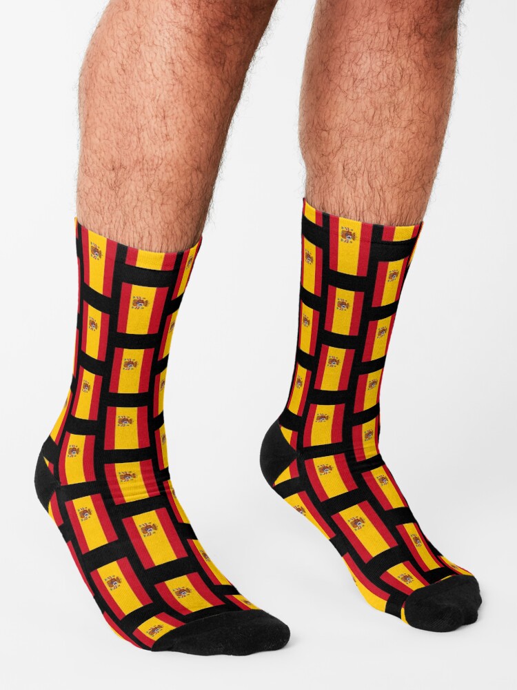 Alternate view of Spanish Flag (Bandera de España, Spain). On Black. Socks