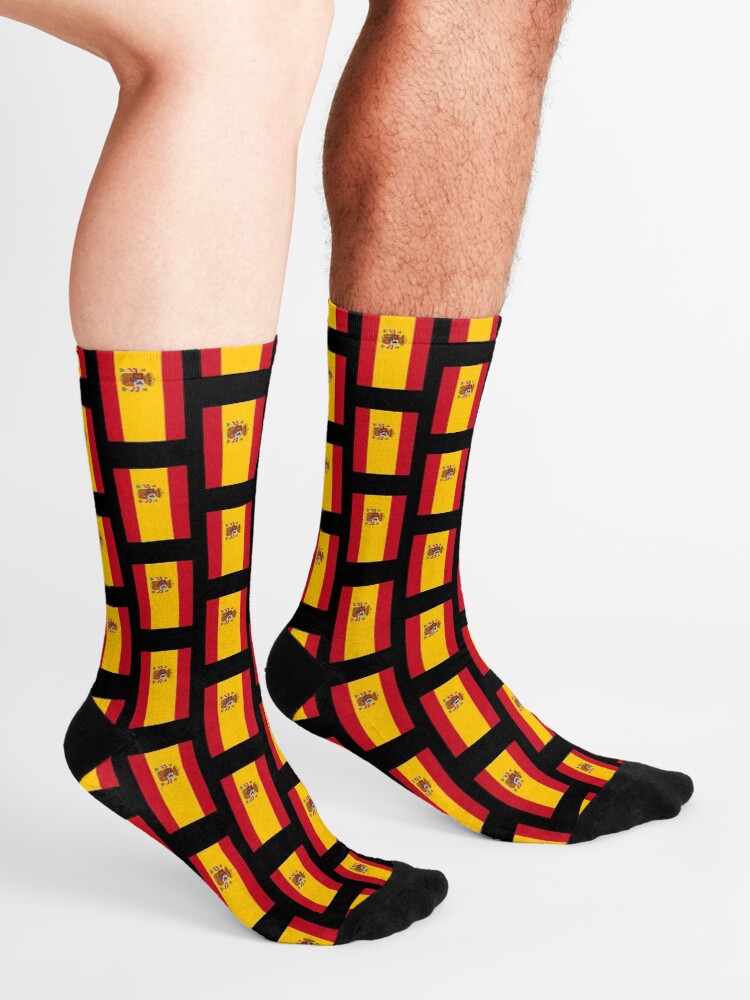 Alternate view of Spanish Flag (Bandera de España, Spain). On Black. Socks