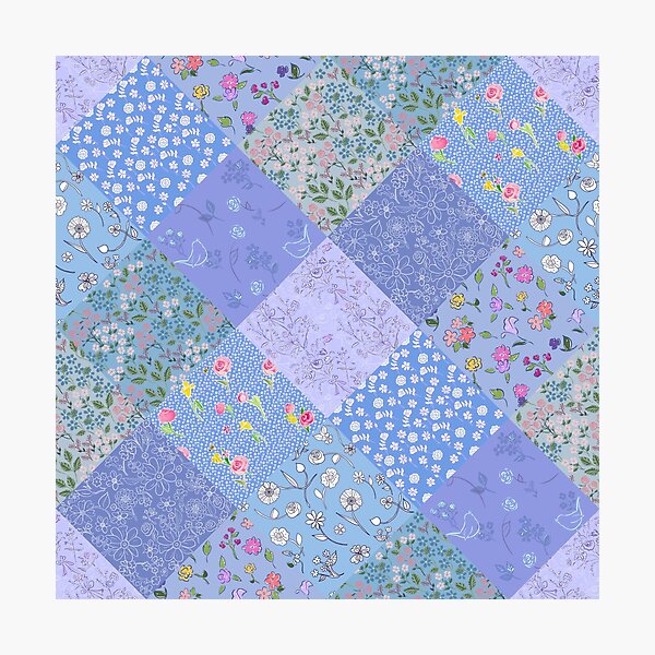 Something Blue Diamond Patchwork Quilt by Tea with Xanthe Photographic Print
