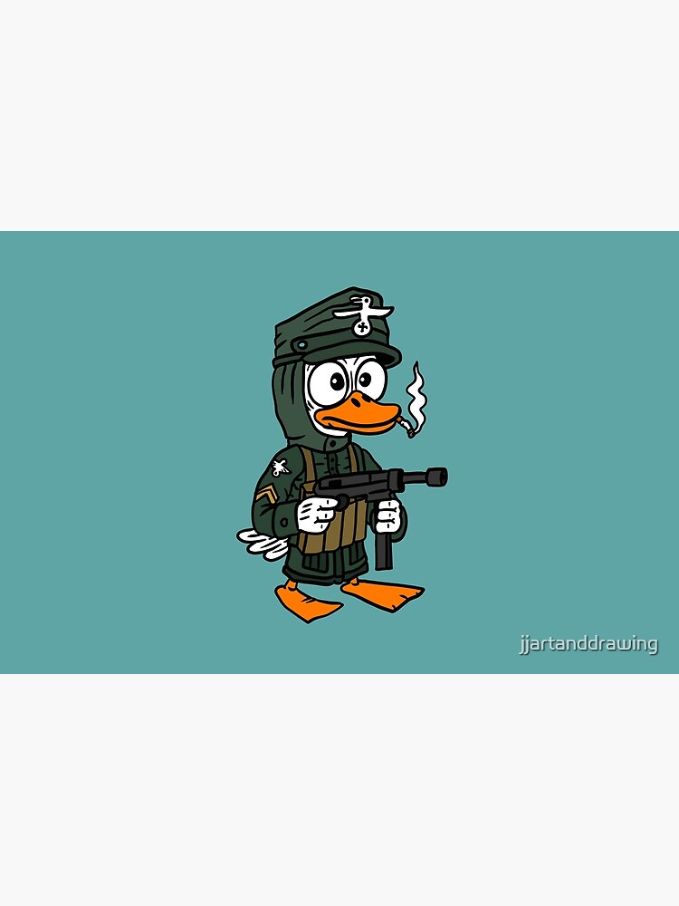 ww2 german duck. a cute and funny cartoon of a scared duck soldier. ww2 german duck. a cute and funny cartoon of a scared duck soldier.