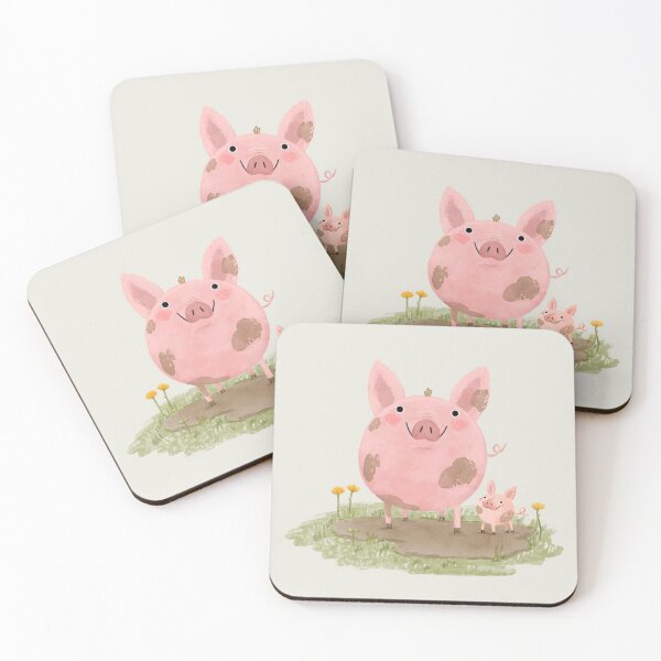 Piggies in a Mud Puddle Coasters (Set of 4)