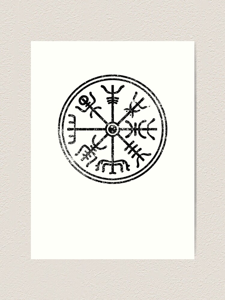 Compass wind rose of the Viking runes sign Art Print by LuminOrb