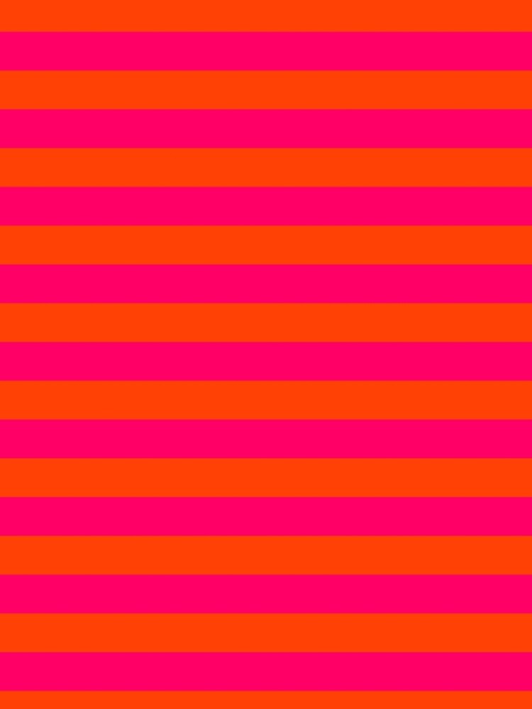 Super Bright Neon Pink and Orange Horizontal Beach Hut Stripes by podartist