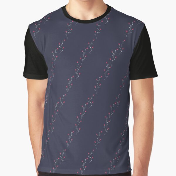 Tiny redrosebuds on blue Graphic T-Shirt
