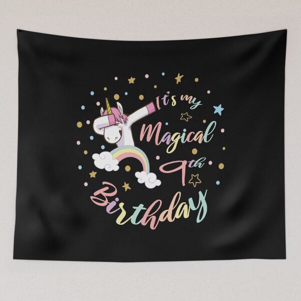 Item preview, It's My Magical 9th Birthday - Dabbing Unicorn Girl B-day print designed and sold by Grabitees.