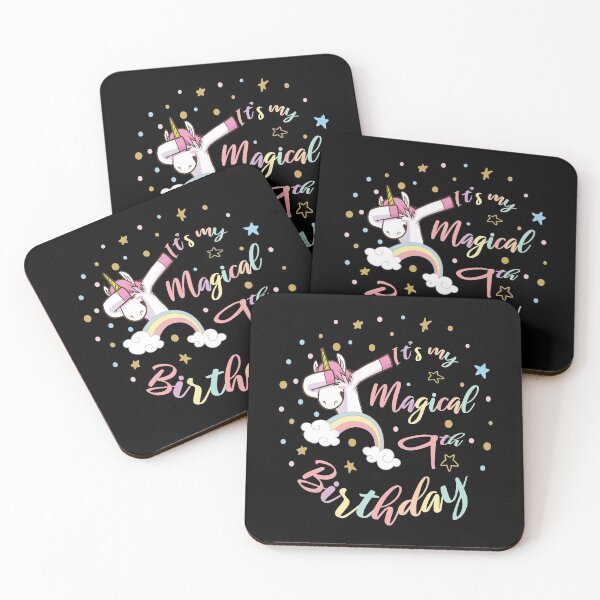 Item preview, It's My Magical 9th Birthday - Dabbing Unicorn Girl B-day print designed and sold by Grabitees.